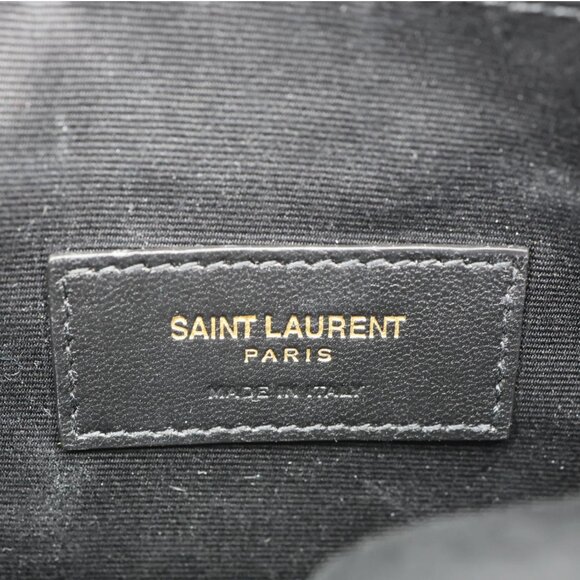 Yves Saint Laurent  Monogram Grain De Poudre Chevron Leather Zip Pouch Black - Picture 13 of 14